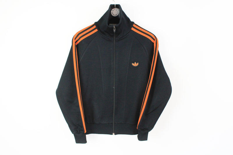 Vintage Adidas Descente Track Jacket Women's Medium black orange 80's full zip style