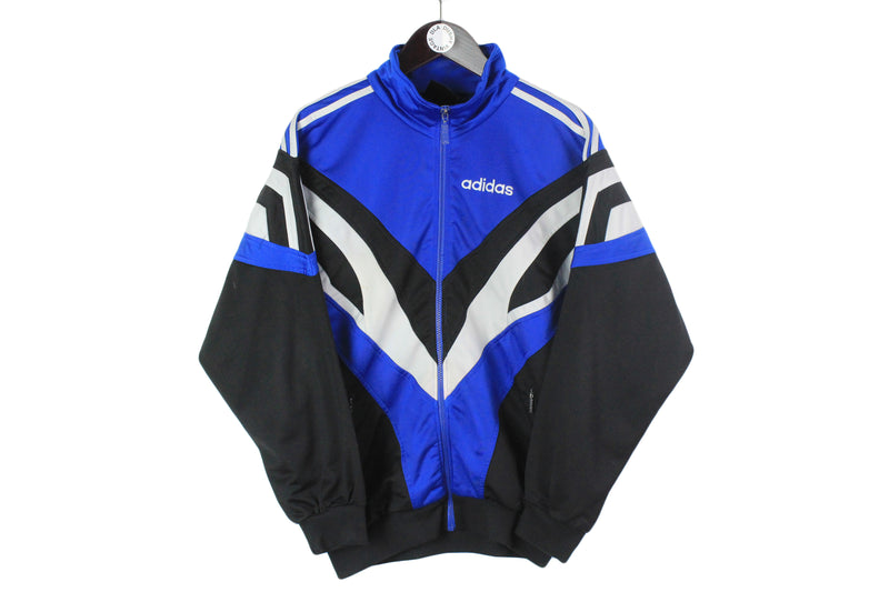 vintage ADIDAS ORIGINALS Track Jacket blue black unisex oversized Size mens S authentic rare retro 90s 80s wear full zip small front logo