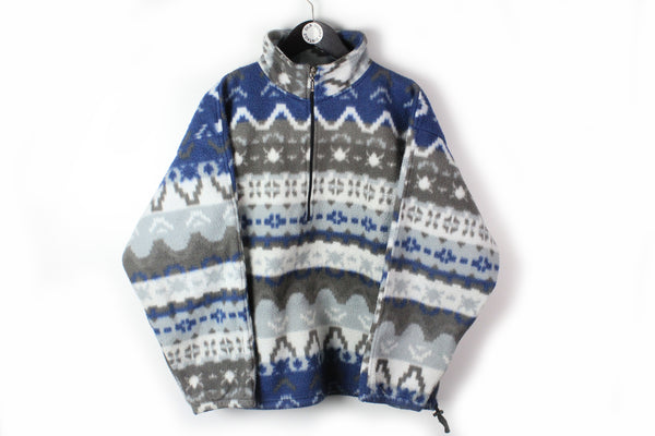 Vintage Fleece Half Zip Small gray blue 90s sport style sweater