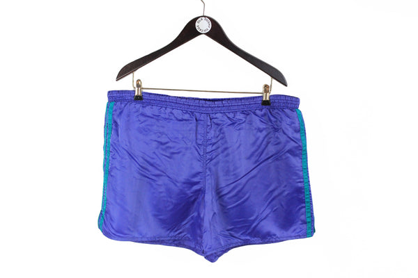 Vintage Adidas Shorts XLarge / XXLarge purple green 90's retro classic sportswear