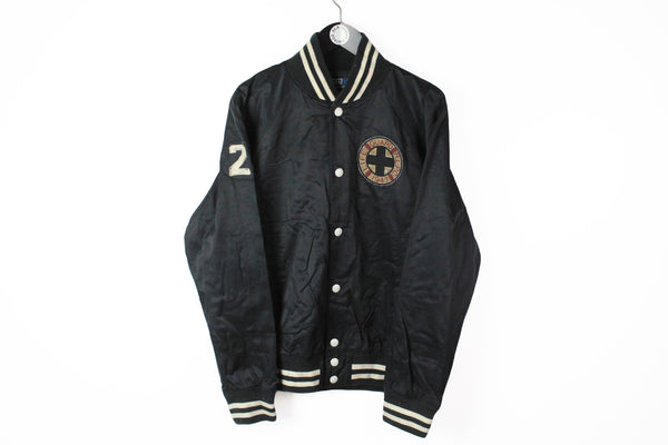 Vintage Ralph Lauren Palos Verdes Bomber Jacket Large black snap buttons 90s retro style Guard Life