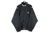 Vintage Adidas Track Jacket XXLarge size men's oversize black full zip windbreaker classic retro rare coat sport style authentic athletic clothing 80's