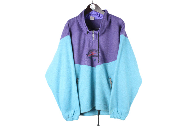 Vintage Fleece 1/4 Zip purple blue 90s retro ski style sweater sport jumper