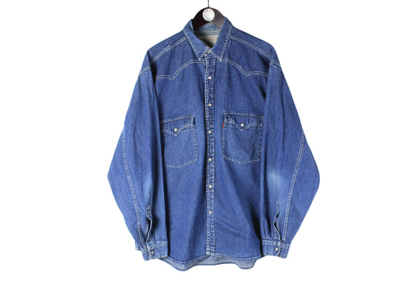 Vintage Levi's Denim Shirt XLarge blue oversize 90s retro USA Jeans wear shirt