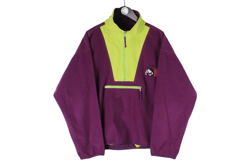 Vintage Fleece Large size half zip bright purple retro ski outdoor outfit warm pullover 80's 90's winter mountain snowboard sport extreme wear