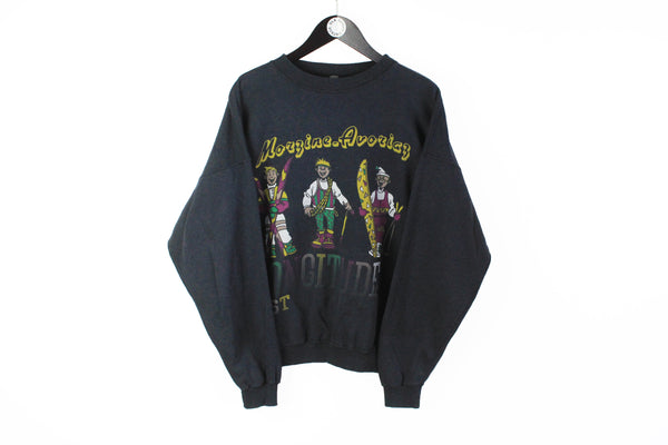 Vintage Ski Sweatshirt Medium black 80's mountain crewneck