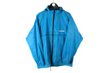 Vintage Adidas Jacket Medium blue 90's hooded sport style windbreaker
