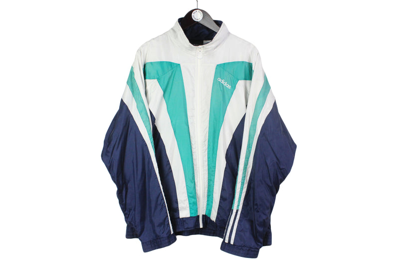 vintage ADIDAS ORIGINALS men's track jacket Size XL authentic blue green rare retro acid rave hipster streetwear bomber track suit 90s 80s