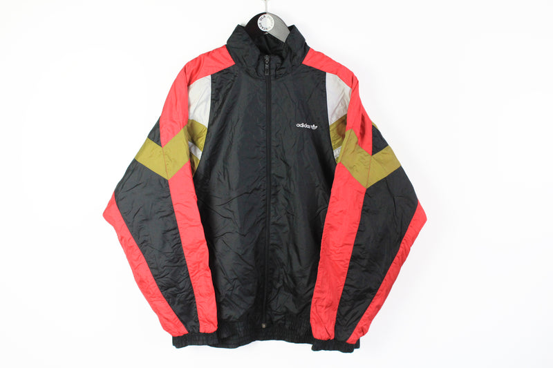 Vintage Adidas Track Jacket XLarge black 90's full zip retro style windbreaker