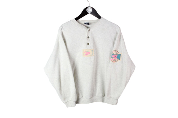 Vintage Nike Sweatshirt Small gray center logo 80's made in Singapore jumper