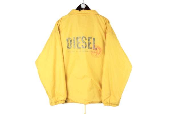 Vintage Diesel Jacket yellow big logo 90s bright retro USA styke windbreaker coach jacket