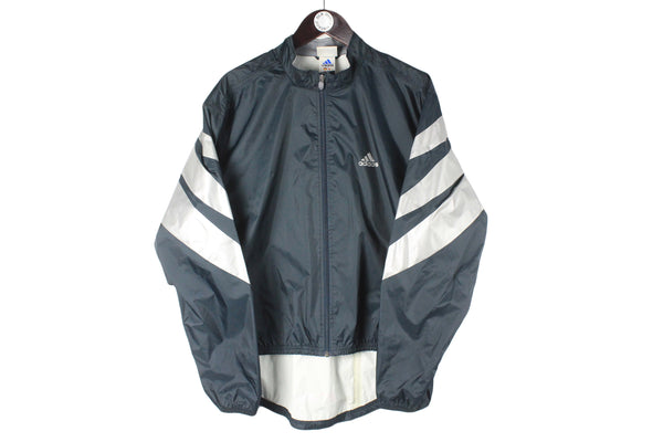 Vintage Adidas Jan Ullrich Bicycle Jacket gray reflective stripes 90s retro sport style windbreaker