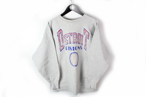 Vintage Champion Detroit Pistons Sweatshirt Medium gray 90s NBA sport style streetwear jumper