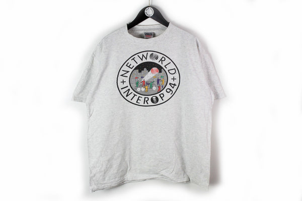 Vintage Networld Interop 1994 Tour T-Shirt XLarge gray 90s punk rock music tee