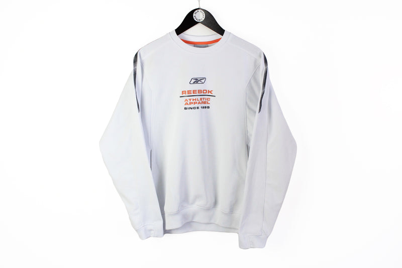 Vintage Reebok Sweatshirt Medium white big logo athletic apparel crewneck jumper