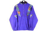 Vintage Schneider Fleece Half Zip Small made in Austria ski sweater purple abstract pattern 90s winter jumper
