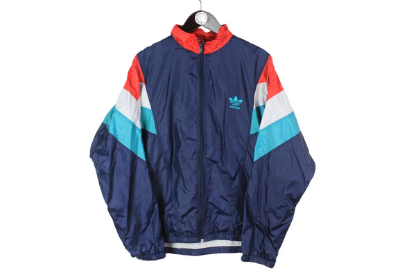 vintage ADIDAS ORIGINALS men's track jacket Size L authentic blue rare retro acid rave hipster bomber track suit 90s streetwear polyester