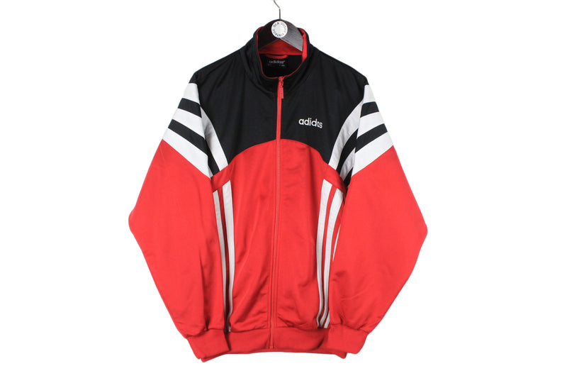 Vintage Adidas Track Jacket XLarge size men's oversize black red multicolor full zip windbreaker classic retro rare coat sport style authentic athletic clothing 80's 90's