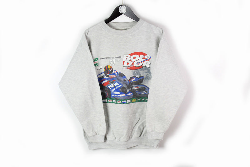 Vintage Bol D'or 1996 Yamaha Sweatshirt Small gray big logo 90s sport motor racing Moto big logo