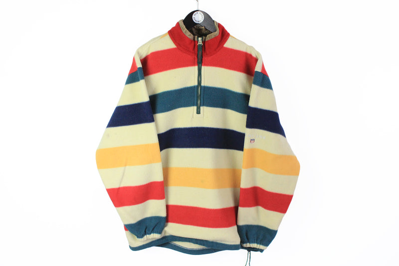 Vintage Gant Fleece Half Zip XLarge multicolor striped pattern 90's style USA winter outdoor jumper