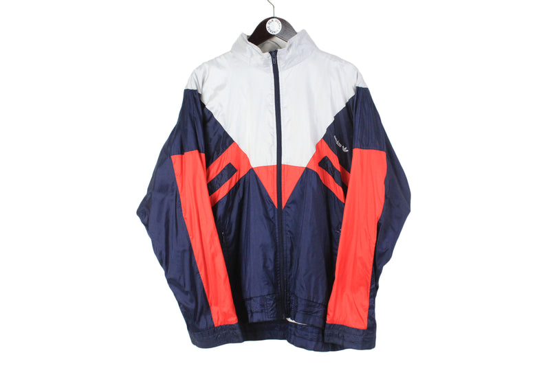 vintage ADIDAS ORIGINALS men's track jacket Size L authentic gray blue rare retro acid rave hipster zipped trackjacket suit 90s 80s sport