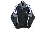 Vintage Adidas Track Jacket Large size men's oversize black blue full zip windbreaker classic retro rare coat sport style authentic athletic clothing 80's 90's
