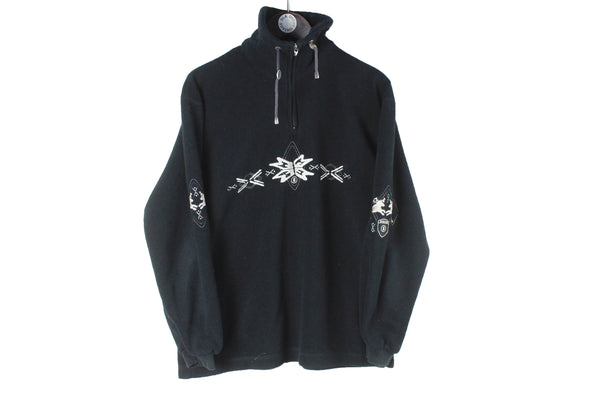 Vintage Bogner Fleece 1/4 Zip black retro sport ski sweater 90s women's winter outdoor pullover