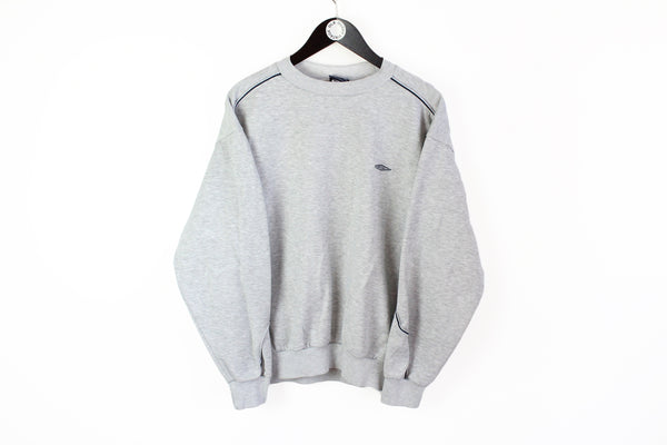 Vintage Umbro Sweatshirt Large gray 90's small logo athletic cotton UK Style jumper