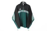 Vintage Adidas Track Jacket XLarge / XXLarge black green 90's full zip retro style windbreaker