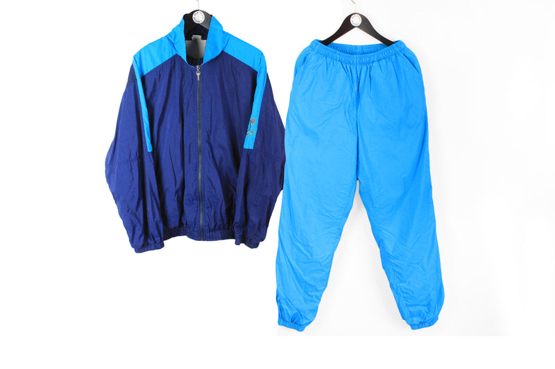 Vintage Ellesse Tracksuit Medium blue 90's tennis track jacket and pants made in Italy sport style