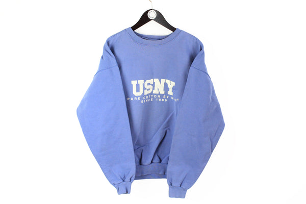 Vintage USNY Sweatshirt XLarge blue big logo 90's crewneck jumper 