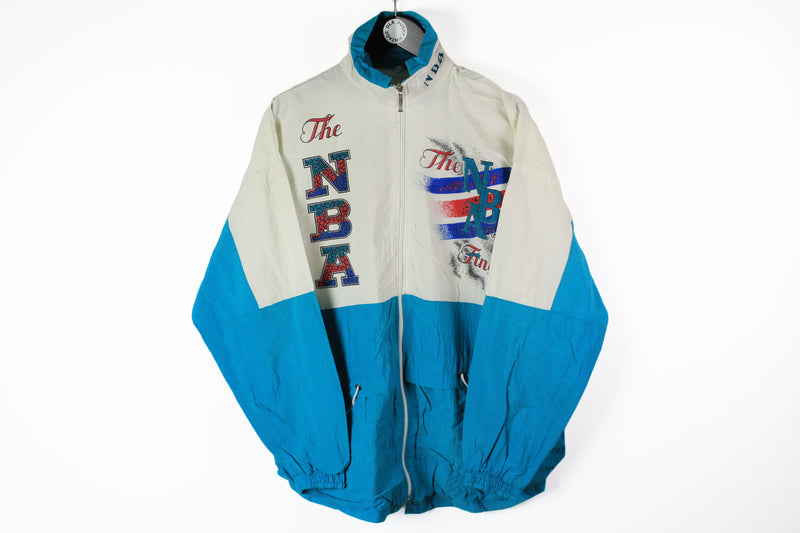 Vintage The NBA Finals Track Jacket Large white blue 80s sport windbreaker
