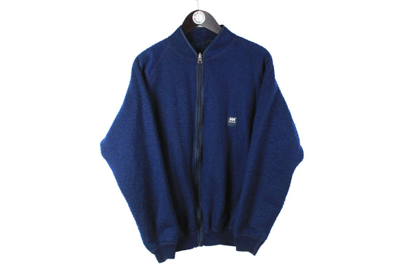 Vintage Helly Hansen Fleece Full Zip Medium navy blue 90's sport style sweater outdoor jumper