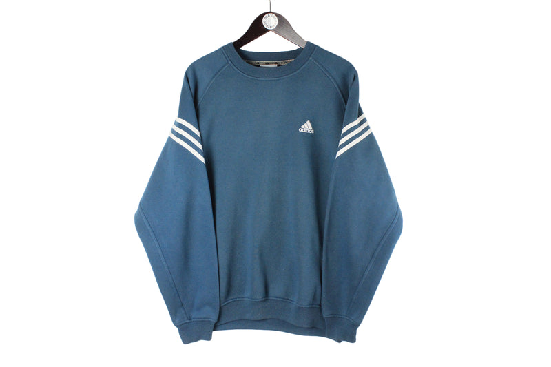 Vintage Adidas Sweatshirt blue small logo 90s retro style crewneck jumper