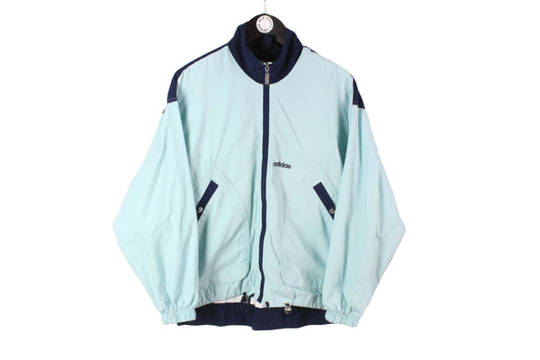 Vintage Adidas Track Jacket Women's Large blue 90's sport style retro windbreaker