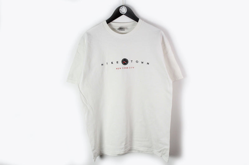 Vintage Nike Town New York T-Shirt Large / XLarge white embroidery logo retro style cotton tee