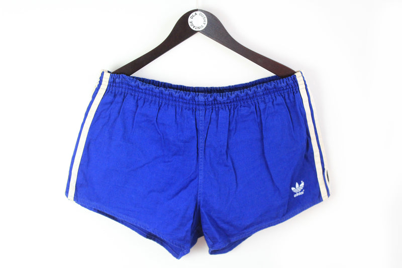Vintage Adidas Shorts XLarge blue cotton 90's sport style athletic shorts