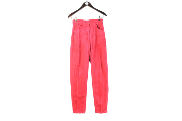 Vintage United Colors of Benetton Corduroy Pants Women's 40 pink retro style mom fit bright 80s 90s classic casual trousers