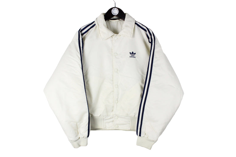 Vintage Adidas Jacket Small size men's unisex bomber sport style white windbreaker classic logo Germany style authentic athletic 90's clothing 80's streetwear