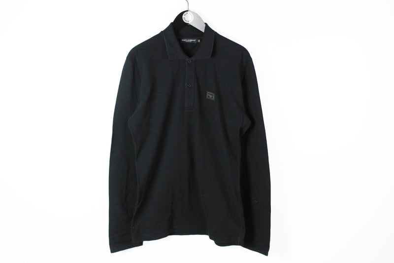 Dolce & Gabbana Long Sleeve Polo T-Shirt Large / XLarge black authentic luxury rugby shirt sweatshirt black