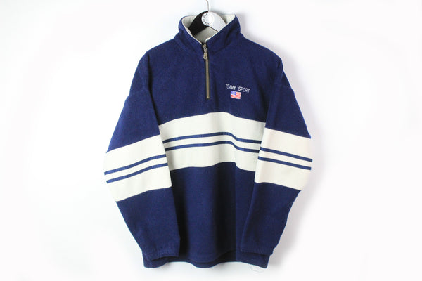 Vintage Tommy Sport Fleece 1/4 Zip Small blue white 90s retro style sweater