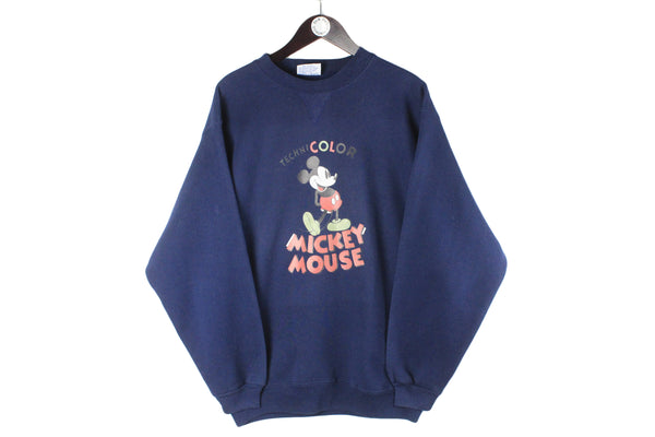 Vintage Mickey Mouse Sweatshirt disney big logo 90s retro crewneck navy blue cotton jumper