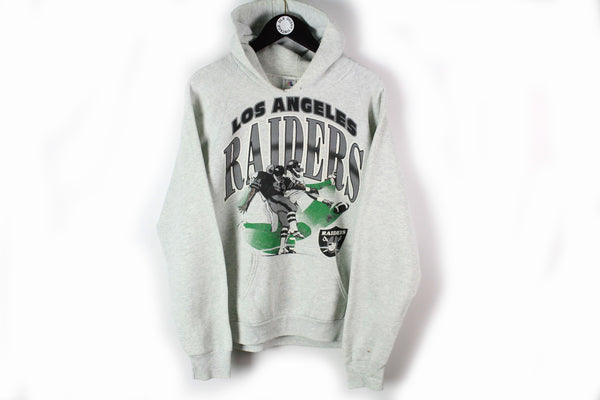 Vintage Raiders Los Angeles Hoodie Large gray big logo oversize football Fruit of the Loom 80s sport jumper