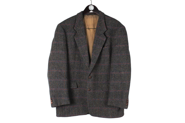 Vintage Harris Tweed Blazer men's classic style official wear brown 2 bottons 90's 80's wear wool jacket formal event clothing