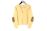 Vintage Lacoste Cardigan yellow 90s retro style soft fabric authentic casual classic jumper sweater