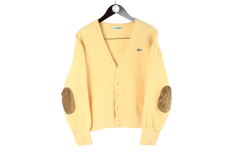 Vintage Lacoste Cardigan yellow 90s retro style soft fabric authentic casual classic jumper sweater