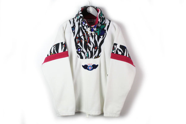 Vintage Odlo Fleece Half Zip Medium white multicolor 90s sport style sweater