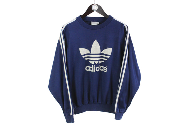 Vintage Adidas Sweatshirt Small / Medium navy blue big logo 90's sport style crewneck