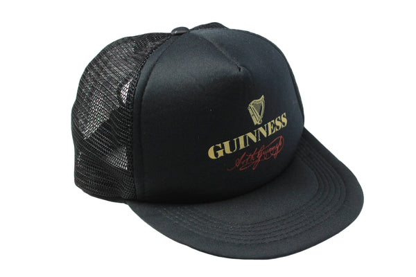 Vintage Guinness Trucker Cap black big logo UK beer retro hat 90s collection 