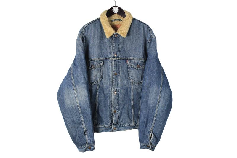 Vintage Levi's Jacket XXLarge size men's oversize style blue jean denim windbreaker classic sherpa USA style authentic work wear 90's clothing 80's streetwear